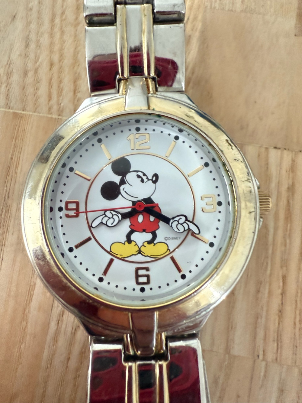 Disney Mickey Mouse moving arms two tone watch NEW BATTERY